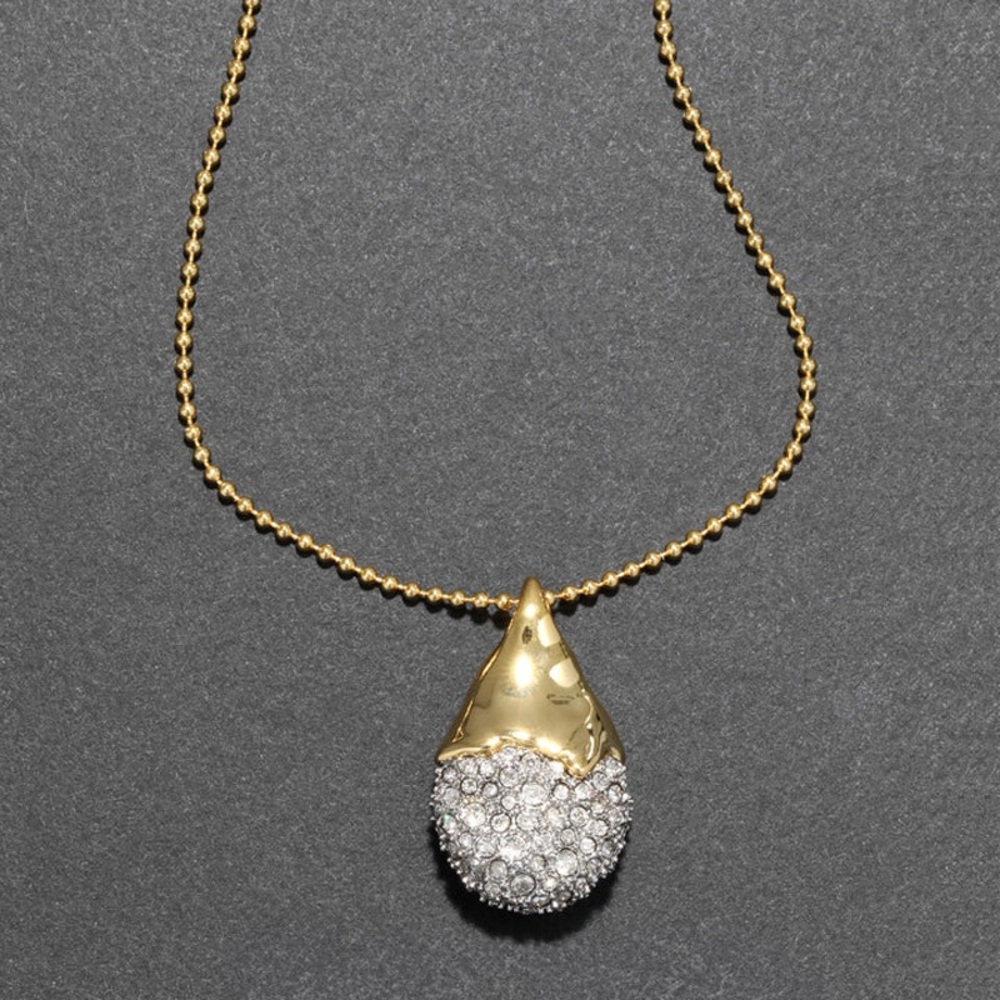 Gold Teardrop Crystal Pendant Necklace - Women's Jewelry